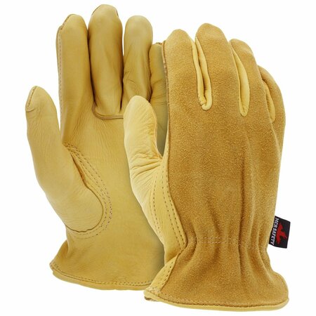 MCR SAFETY Gloves, Deer Grain Drvr/Split Back w/Key Thumb, XXL, 12PK 3505XXXL